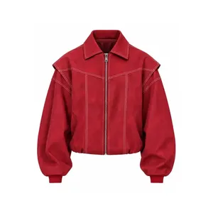 Chaqueta bomber roja extragrande para mujer - Product Image 1