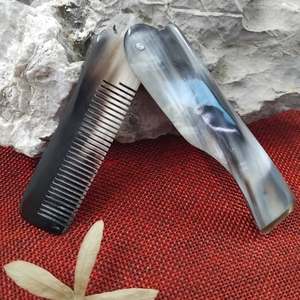 Handmade Foldable Eco Friendly Buffalo Horn Hair <b>Comb</b> Natural Finish Anti Static <b>Wide</b> Tooth Grooming Smooth Edges - Product Image 2