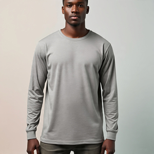 100% coton Polyester à manches longues t-shirt hommes été surdimensionné t-shirts hommes Jogging Fitness porter col rond t-shirt hommes - Product Image 5