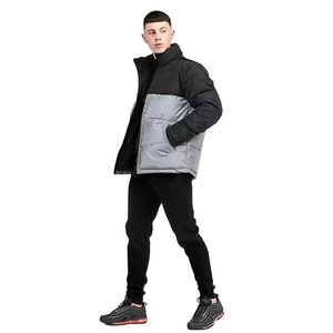 Veste matelassée décontractée pour hommes grande taille en noir gris avec fermeture éclair rembourrage en coton vêtements d'hiver imperméables pour adultes vente en gros - Product Image 1