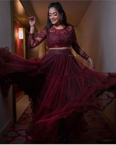 Lehenga Choli – vêtements de fête en coton, dernière collection de styliste, tendance, meilleure qualité, broderie séquentielle, travail, 2022 - Product Image 2