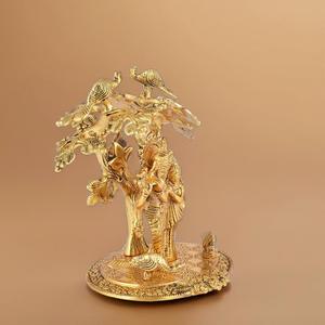 Radha Krishna Under Tree Estatuas de metal Esculturas de latón duraderas para decoraciones de bodas y Diwali - Product Image 3