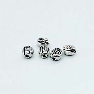 Chakralume 925 Sterling Silver High Polish Oval Antique Grain Pattern 6x7mm Jewelry Making <b>Bead</b> <b>for</b> <b>Bracelet</b>/Necklace DIY - Product Image 2