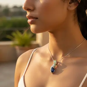 Collier pendentif en or rose et diamants pour femmes, tendance et vintage, chaîne de fiançailles en or 18 carats - Product Image 2