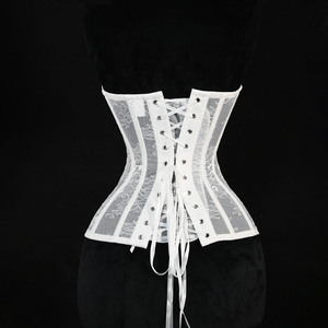 Wholesale OEM Gothic Wedding Breathable Medium Control Waist Trainer Lingerie Bust Cincher Flower Mesh Bustier Steel Boned - Product Image 4