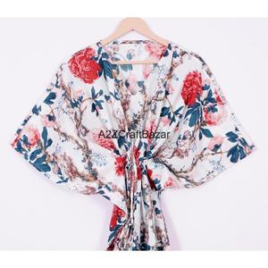 Kaftan pour femmes 100% coton, fait main, robe longue maxi à imprimé floral, robe de plage confortable, style hippie - Product Image 2