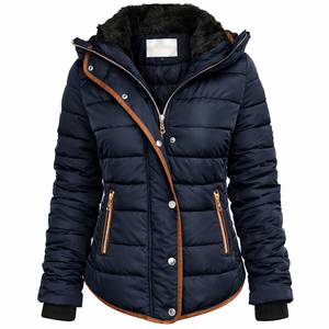Veste matelassée unisexe avec capuche en fausse fourrure |   Manteau d'hiver chaud |   Vêtements d'extérieur isolés slim fit - Product Image 1