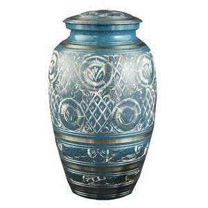 <b>Top</b> Dome Brass Adult Cremation Urns With Flower In <b>Heart</b> Engraving Pewter And Multi Color Finished For Human Ashes - Product Image 2