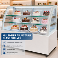 Vitrine Réfrigérée Commerciale pour Gâteaux en Verre Courbé avec Bande LED pour Buffet