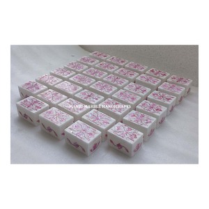 <b>Small</b> Pink Marble Jewelry <b>Boxes</b> with MOP Pearl Inlay Rectangle Shape Box for Ramadan Festival Thanksgiving - Product Image 1