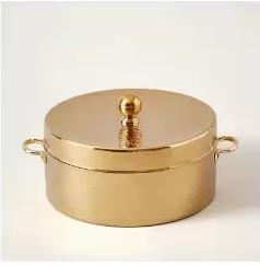 Casserole ronde de qualité supérieure finition argentée chauffe-aliments Buffet Hotpot maison hôtel cuisine service fête de mariage utilisation du golfe - Product Image 2