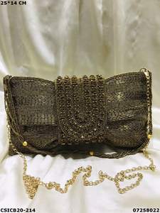 Handcrafted Designer Bridal Evening Ethnic Ladies Clutch | Soirée Handcrafted Bridal Cum Sling Bag - Product Image 3