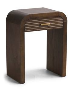 Table de chevet moderne en bois de manguier à 1 tiroir fait à la main finition lumineuse meuble de chambre à coucher élégant durable écologique appartement - Product Image 1