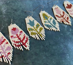 Handwoven Beaded <b>Earrings</b>, Long Modern <b>Earrings</b>, Flower <b>Earrings</b> Luxury Quality Emerald <b>Green</b> Beaded Tassel <b>Earrings</b> - Product Image 1