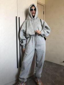 Survêtement Femme Automne Hiver Chaud Hoodies Top Suits Casual Sweatshirts à Capuche et Pantalons de Jogging Outfits Sweatpants 2 Piece Sets - Product Image 2