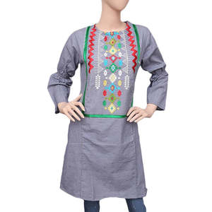 คุรตีปักลายสำหรับผู้หญิง - สีเทา - Product Image 2