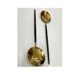 Juego de 2 cubiertos dorados para servir con esmalte para el hogar a precio barato, juegos para servir ensaladas de latón para cocina y mesa - Product Image 1