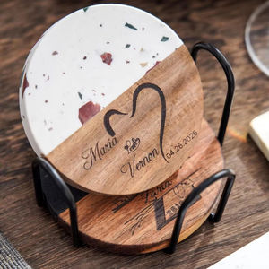 High Quality <b>Epoxy</b> Resin Agate Style Coaster Set, Artistic Marbled Effect Drink Pads for Luxury <b>Table</b> and Home Decor - Product Image 1