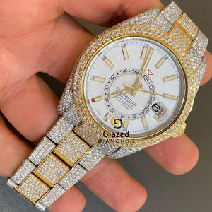 Montre pour homme en acier inoxydable Moissanite taille brillant VVs clarté diamant glacé pour la fête, cadran en verre style Hip Hop - Product Image 2
