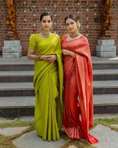 Good Quality Indian Traditional Beautiful Most Trending Pure Soft Banarasi Silk Weaving Work Saree Latest Designer Outfit