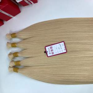 Vietnamien 20 pouces en vrac Remy Extensions de cheveux vague naturelle soyeuse droite Blonde #613 cuticule alignée Double dessiné vague vierge - Product Image 2