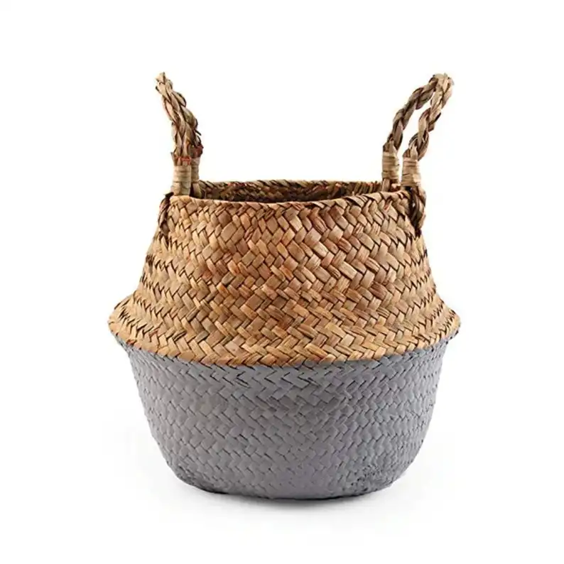 Precio barato, cesta de vientre de algas marinas naturales, cesta de regalo con asas para fiesta de fin de año, cesta de almacenamiento, decoración, fábrica de Vietnam