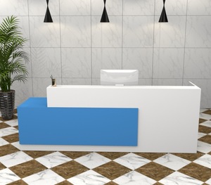 Luxury Wooden Commercial Reception Desk Modern <b>Office</b> Front Counter <b>Table</b> Modular L Shaped Executive Cashier Counter for Salon H - Product Image 3