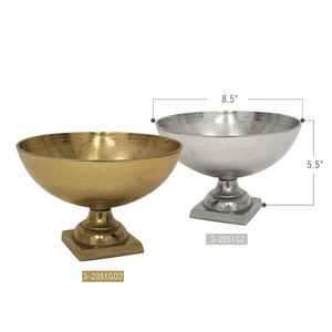 Bol sur pied en aluminium doré poli avec base carrée pour la décoration de la maison, les mariages, l'affichage de fleurs, la décoration de table, les collations - Product Image 5