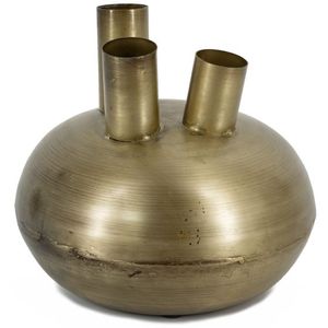 Florero de metal de diseño antiguo vintage con intrincado trabajo artesanal para una decoración interior elegante y sofisticada - Product Image 4