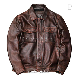 Veste en cuir véritable moderne coupe ajustée personnalisable de haute qualité pour hommes vêtements d'extérieur d'hiver en gros - Product Image 5