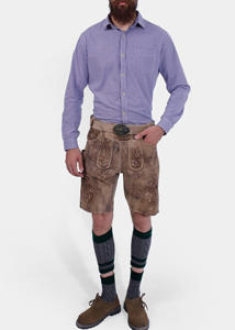 Le plus vendu Lederhosen hommes authentique allemand bavarois et Oktoberfest 2025 Costume pour hommes en cuir véritable marron fumé - Product Image 4