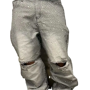 <b>Men</b> Baggy Stacked Distressed <b>Men</b> <b>Jeans</b> Denim Pants <b>High</b> <b>Waist</b> Heavy Weight Streetwear <b>Jeans</b> - Product Image 3