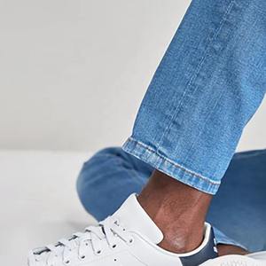 Pantalones vaqueros hechos a medida para hombre, pantalones vaqueros de ajuste regular de algodón de peso medio, bordado transpirable, ropa de calle cómoda, estilo a granel, venta al por mayor - Product Image 6