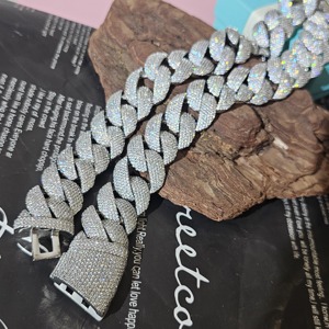 RB Gems Custom 925 Sterling Silver VVS Moissanite Rose Gold Iced Cuban Link Chain Hip Hop Style Fine Charm Bracelet - Product Image 5