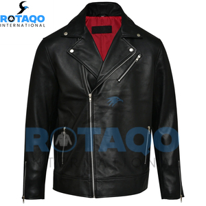 Vestes en cuir d'hiver pour hommes de haute qualité avec col montant et broderie sur le devant - Personnalisable - Product Image 1