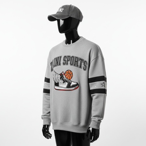 Premium Pullover <b>Sweatshirt</b> Soft Fleece <b>Grey</b> With Sports Embroidery and Custom Logo High Quality Fabric Basics <b>Sweatshirts</b> - Product Image 5