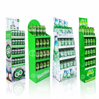 Support d'affichage en carton pliable et recyclable sur pied pour bouteilles de vin et de bière avec 4 étagères - Utilisation en supermarché pour les boissons