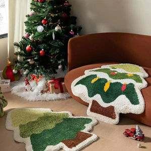 Jupe de sapin de Noël en peluche douce, ronde, personnalisable, décoration de Noël d'usine pour le salon, la maison, décoration festive d'intérieur - Product Image 1