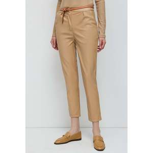 Women's Casual Leather Look Tied Waist Wide Pants Breathable <b>Pencil</b> Style Elastic Waist Closure <b>Colored</b> Washed Sweet 1 Piece - Product Image 4