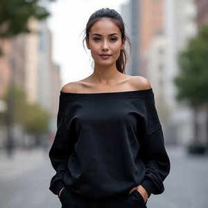 Sudaderas con hombros descubiertos para mujer, ropa deportiva con corte en los hombros, sudaderas holgadas de gran tamaño, sudadera Sexy con hombros descubiertos - Product Image 2