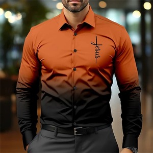 Nouvelles chemises respirantes en coton imprimé en 3D de haute qualité personnaliser la conception chemises pour hommes chemises décontractées élégantes à manches longues - Product Image 3