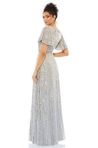 ชุดราตรีทรงตรงยาวกรอมพื้น คอวี แขนสั้น สำหรับผู้หญิง ดีไซน์หรูหรา แต่งลูกปัดประดับมืออย่างประณีต ช่วงตัวเสื้อเซ็กซี่ เหมาะสำหรับงานพรอมหรืองานปาร์ตี้ - Product Image 4