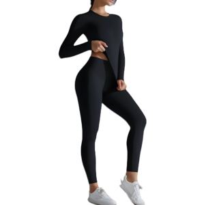 Ensembles de Yoga sans couture légers pour femmes vêtements d'entraînement en tissu brillant élastique motif solide grande taille vêtements de Sport de Yoga - Product Image 2
