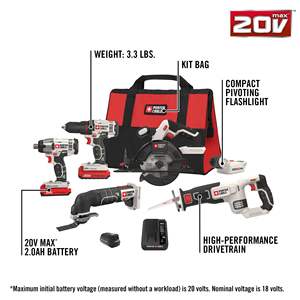 20V MAX Cordless Drill <b>Set</b> Combo Kit 6 Tools Impact <b>Driver</b> Circular Saw Reciprocating Saw Oscillating Tool Cutting Blade Battery - Product Image 5