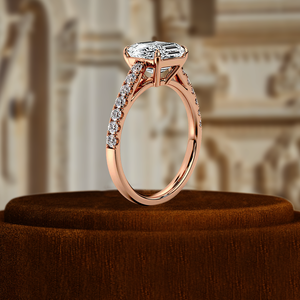 Bague en diamant de laboratoire Asscher certifiée IGI, bague de promesse pour femme, 1 carat taille Asscher, or blanc 14 carats, solitaire demi-pavé - Product Image 5