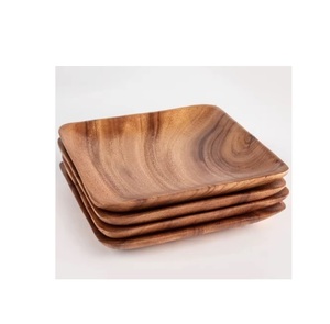 Stylish Irregular Acacia Wood Charger Plate Durable Eco-Friendly Polished Technique Customized Color 100pcs for Home Decor - Product Image 3