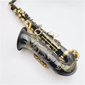 Nueva oferta, Saxofón negro, E-Flat, patrón tallado, instrumento Musical de Jazz para principiantes y profesionales - Product Image 4