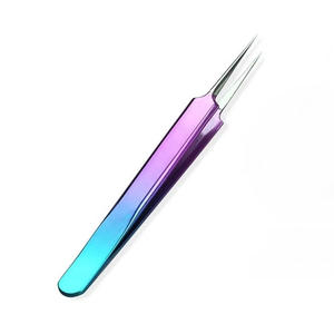 Pince à épiler pour extensions de cils en acier inoxydable multicolore, durable, pointe droite, outil de précision pour l'application des cils - Product Image 3
