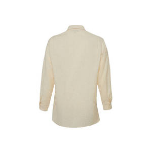 Ladies Loose Fit Beige <b>Linen</b> Blouse-Long Sleeve Half Sleeve Office <b>Top</b> - Product Image 3