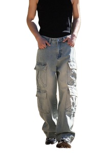 Baggy Cargo Jeans Hombres Adolescentes Niños Casual Jeans sueltos Bolsillos con solapa Y2k Pantalones de mezclilla 90s Hip Hop Streetwear Diseño personalizado Logo - Product Image 6